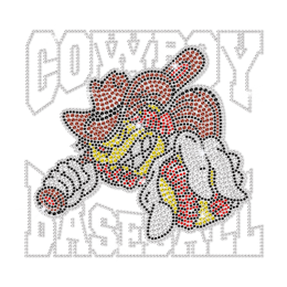 Bling Cool Cowboy Baseball Hotfix Rhinestone Transfer